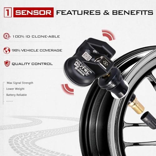 Autel TPMS Sensors MX 1 Sensor OEM Replacement Universal Tire Pressure Sensor 433/315MHz Press-in Rubber Valve Stem Programmed by TS408 TS508 TS508WF TS608 TS900 MX900TS MK900TS ITS600 MS906PRO TS - size: Autel MX Sensor Rubber 1pcs