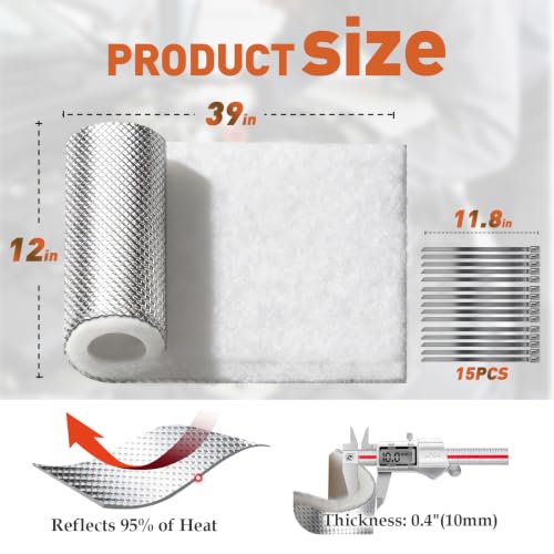 Automotive Aluminum Exhaust Heat Shield Wrap, 39 x 12 x 0.4 in - size: 12" x 39"