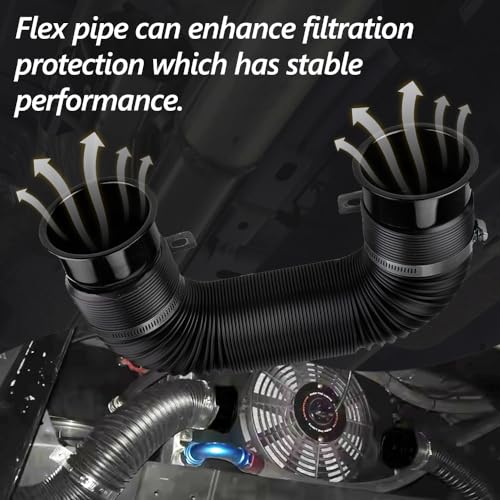 BARTOO 3" Turbine Intake Pipe Adjustable Cold Air Intake Pipe Tube Black - color: Black