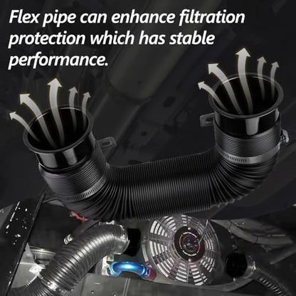 BARTOO 3" Turbine Intake Pipe Adjustable Cold Air Intake Pipe Tube Black - color: Black