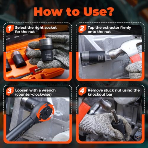 6PCS Lug Nut Removal Tool, Locking Lug Nut Removal Tool