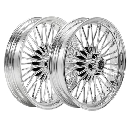 TOFR 18x3.5 18x3.5 Chrome Fat Spoke Wheels For Harley Softail Chopper 00-22 - color: Chrome, size: Front:18x3.5 Rear:18x3.5