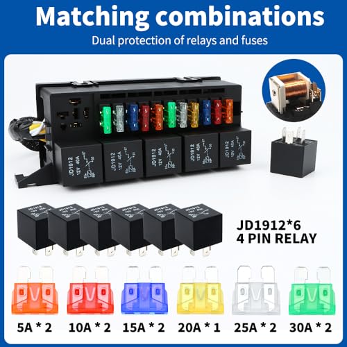 Generic 11-Way Relay Fuse Box with 6 Relays and 5-30A Fuses - size: Generic 11-Way Relay Fuse Box