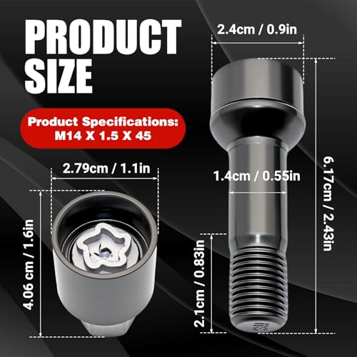 0019901707 Wheel Lock Bolt Nut Set Fit for Mercedes-Benz (M14 X 1.5 X 45)