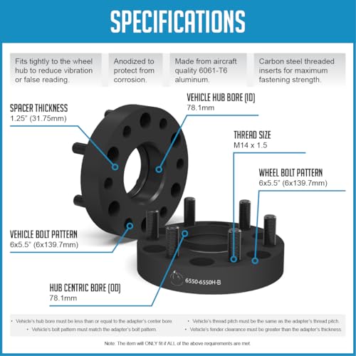 Wheel Accessories Parts 4 Pcs Hub Centric Wheel Spacers Adapters 6x5.5 6x139.7mm 1.25 Inch Thick 78.1mm Hub M14x1.5 14x1.5 Thread Stud Fits Chevy Silverado 1500 Suburban Tahoe ｜ GMC Sierra 1500 Yukon - size: 1.25" (4 Pack), style: Silverado Sierra 1500 (H