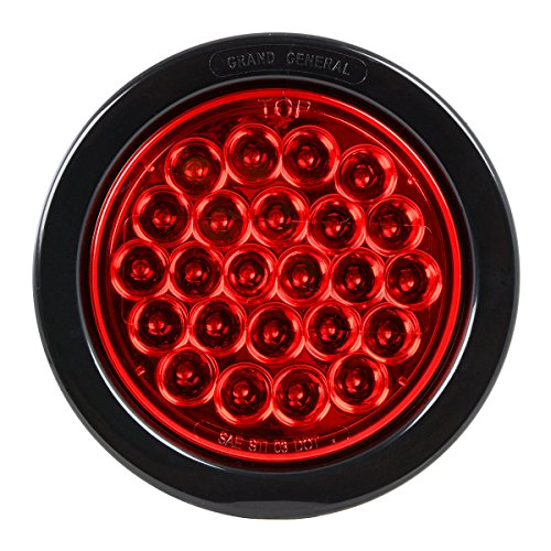 GG Grand General 78263 Red/Red LED Light (4" Pearl Grommet and Pigtail, Lens) - color: Red/Red, style: w/ Black Grommet