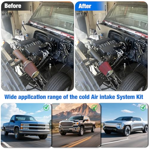 4'' LS Swap Cold Air Intake Kit Compatible with LS1 LS2 LSX LQ4 LQ9 Restomod Camaro Chevelle GTO Monte Carlo Caprice