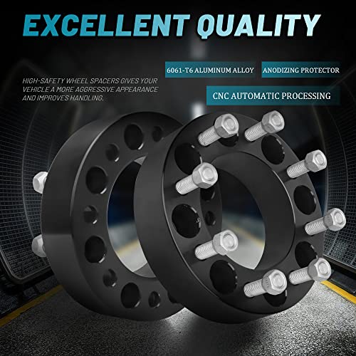 IRONTEK Wheel Spacers 8x170mm Compatible 2003-2025 for Ford F250 Super Duty/2005-2025 F350 Super Duty/1999-2004 F350 Super Duty 50mm 8x170mm 2" 125mm Hub Bore, 14x1.5 Studs Hub Spacers 8 Lugs - color: 8x6.63 inch-2PCS
