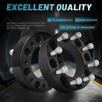 IRONTEK Wheel Spacers 8x170mm Compatible 2003-2025 for Ford F250 Super Duty/2005-2025 F350 Super Duty/1999-2004 F350 Super Duty 50mm 8x170mm 2" 125mm Hub Bore, 14x1.5 Studs Hub Spacers 8 Lugs - color: 8x6.63 inch-2PCS