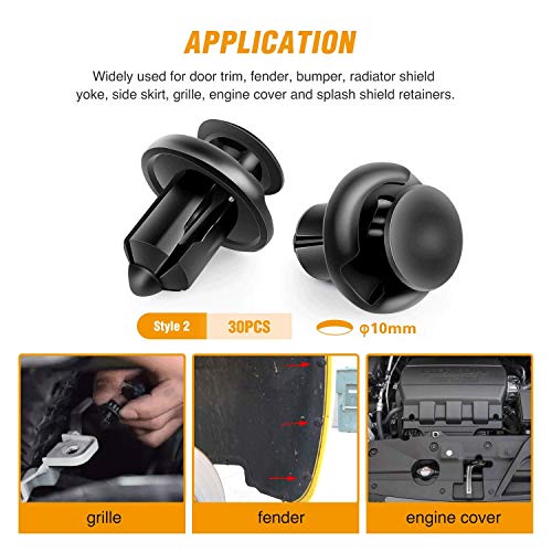 GOOACC GRC-18 100PCS 7mm 8mm 10mm Nylon Push Expansion Screws Replacement Kit,Bumper Fastener Rivet Clips GM 21030249 Ford N807389S - color: 100 Clips
