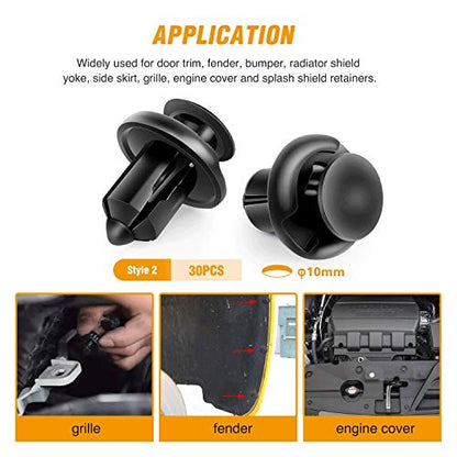 GOOACC GRC-18 100PCS 7mm 8mm 10mm Nylon Push Expansion Screws Replacement Kit,Bumper Fastener Rivet Clips GM 21030249 Ford N807389S - color: 100 Clips
