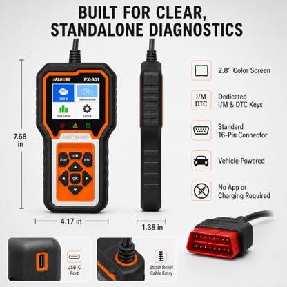OBD2 Scanner Check Engine Light Car Code Reader Clear Error Codes ABS SRS SAS Etc Full Vehicle System Diagnostics Tool Compatible with Toyota Honda Ford