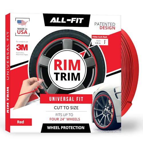 All-Fit Automotive Rim Trim – Fits Up to 4 24" Wheels (3/8″ Width - Red) - color: Red