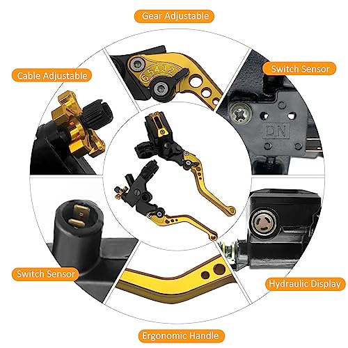 M MATI Upgrade Universal 7/8" 22mm Handlebar Brake Master Cylinder Clutch Lever Set Left & Right Motorcycle Levers Compatible with Yamaha Honda Kawasaki Suzuki Harley(Gold) - color: Gold