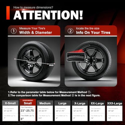 Explore Land Tire Covers 4 Pack Fit Tire Diameters 23"-25.75", Black & Gray - size: S (Fits Tire Diameters 23''-25.75''), style: Black & Gray - 4 Pack