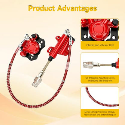 HIAORS Rear Hydraulic Foot Brake Kit for 110cc 125cc Taotao Chinese ATV - color: red