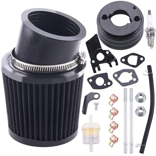 High Performance Upgraded Air Filter adapter Intake Spark Plug Kit for Predator 212cc 6.5 Hp Engine Mini Bike Go Kart Racing （Black） - color: black, size: Without carburetor