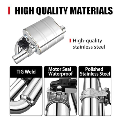 2.5 Inch Valved Muffler Electric Exhaust Cutout with Muffler Cat Back Exhaust System Kit - color: Single Pack, size: 2.5" (1pc, Single Valve)
