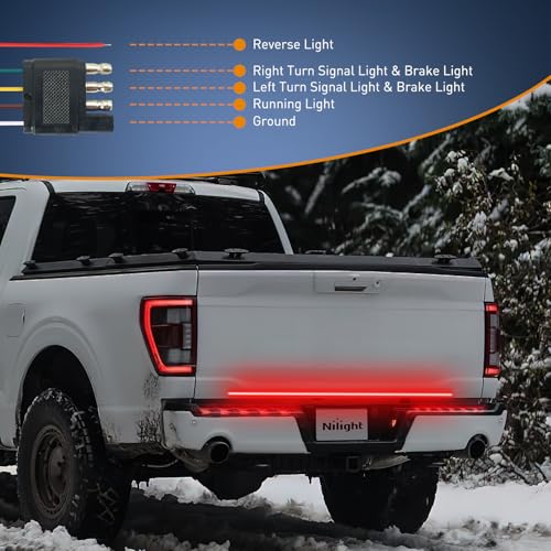 Nilight Truck Tailgate Light Strip 48" Quad Row 528 LED Strip - color: 48" Tailgate Light Strip Quad Row