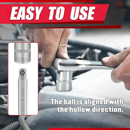 EACELIY 69pcs 1/4”&3/8"" Drive Impact Socket Set,Drive Master Socket Set,SAE/Metric, Deep & Shallow with Drive Head Ratchet,Drive Spark Plug Socket,Extension bar (3” & 6”),6 Point,CR-V Steel, Mirror - size: 69PCS 1/4&3/8inch