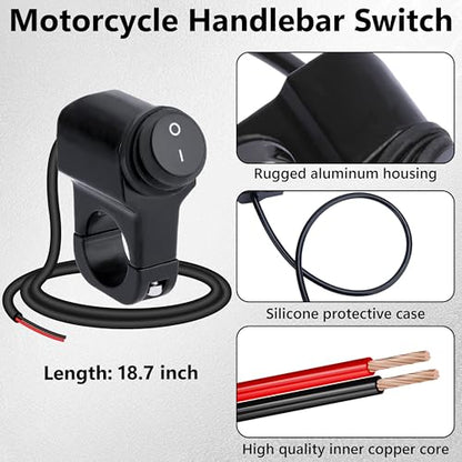Motorcycle Handlebar Switch 12V, Waterproof Motorcycle Light Toggle Switch - color: 1 PC