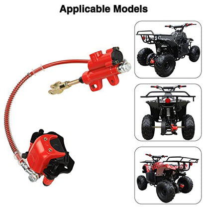 FVRITO Rear Brake Master Cylinder Caliper Assembly for 50cc 70cc 90cc 110cc 125cc Taotao Boulder B1 Coolster 3050HD 3050C 3125R Peace motorsports Quad Chinese ATV Kids 4wheeler Scooter Red - color: Red