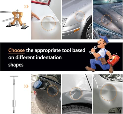 Dent Puller Kit, Painless Dent Removal Kit with Adjustable Dent Lifter, Hot Glue Gun, Dent Puller for Small Dents & Big Dents,Reusable Car Body Dent Repair Tool - size: 118PCS