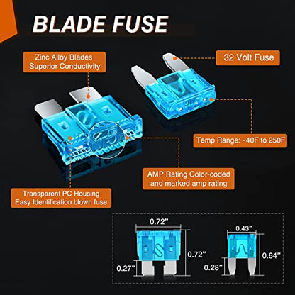 Nilight 250PCS Regular Mini Blade and Jcase STD Profile Fuse Assortment Kit - color: 250PCS Fuses + box fuses