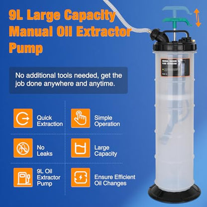 GOOACC Oil Extractor Pump 9L Manual Fluid Extractor Pump Vacuum Changer - size: 9L Manual
