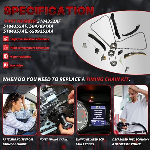 11-16 Pentastar Timing Chain Kit & 4x Camshafts for Engine Overhaul 3.6L