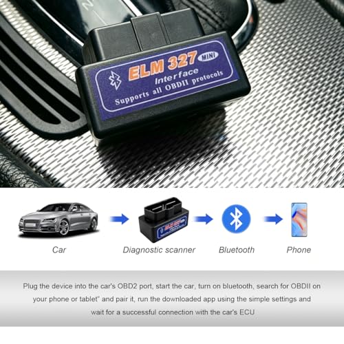 2 PCS ELM327 OBDII Car Auto Diagnostic Scanner, Professional Mini Bluetooth Scan Tool Engine Fault Code Reader, Wireless Failure Detector Interface Adapter for Most OBD II Vehicles (Black) - color: Black, 2 PCS
