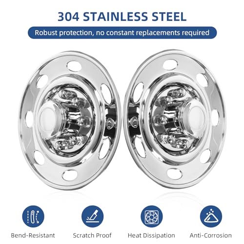 hightall 16 Wheel Simulators, Stainless Steel Trailer Hubcaps,Polished Surface,Bolts On Wheel Cover Set Compatible with Single Wheel Tandem Trailer 16In 8Lug 7 Oval Hh Dotliner - size: 16"For Single Wheel Tandem Trailer 16In 8Lug 7Oval