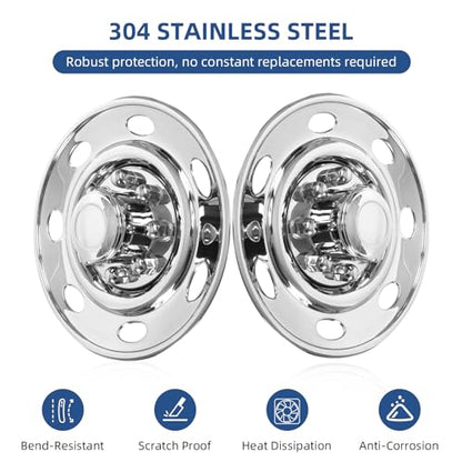 hightall 16 Wheel Simulators, Stainless Steel Trailer Hubcaps,Polished Surface,Bolts On Wheel Cover Set Compatible with Single Wheel Tandem Trailer 16In 8Lug 7 Oval Hh Dotliner - size: 16"For Single Wheel Tandem Trailer 16In 8Lug 7Oval