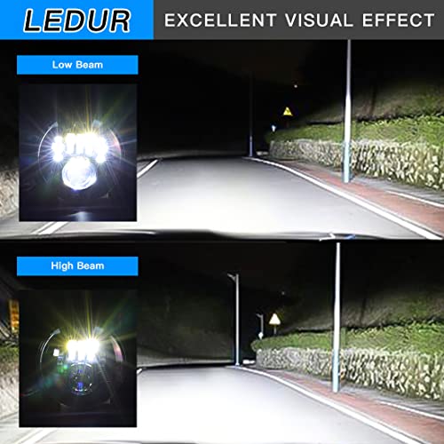 LEDUR 7 Inch LED Motorcycle Headlight with Housing Bucket, DOT Approved Round Hi/Lo Beam Headlamp, Fork Mount Brackets for 34-41mm Forks, Fit Cafe Racer Chopper Bobber Scrambler Street Tracker Bikes - size: C2 7In HI/LOW Motorcycle Headlight