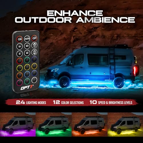 OPT7 Aura RGB Aluminum RV LED Underglow Lights with Remote Control, 12V - size: 3. RV Class B & B+