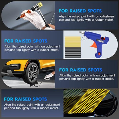 Car Dent Puller Kit, Paintless Car Dent Repair Kit with Lifter, 2 in 1 Slide Hammer & Suction Cup, Dent Puller Kit Auto Body Dent Remove Tool for Auto Body Dents, Hail Damage, Door Dings