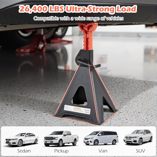 Goplus Jack Stands 12 Ton, 4 Pack 26,400 LBS Jack Stand with 19"-29.5" Adjustable Lifting Height, Handle Lock, Heavy-Duty Car Jack Stand for SUV, Sedan, Pickup, UTV - size: 4-Pack
