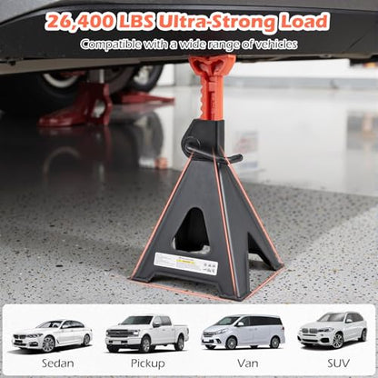 Goplus Jack Stands 12 Ton, 4 Pack 26,400 LBS Jack Stand with 19"-29.5" Adjustable Lifting Height, Handle Lock, Heavy-Duty Car Jack Stand for SUV, Sedan, Pickup, UTV - size: 4-Pack