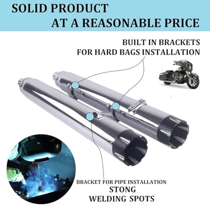 SHARKROAD 4" Slip On Mufflers for 2014-UP Indian Partial Models - color: 4" Chrome