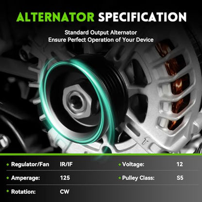 11265N New Alternator Replacement for Chevrolet Malibu 2008-2012 2.4L, Cobalt 08-10 2.2 2.4L, Pontiac G5 08-10 2.2 2.4L, Saturn Aura 08-09, Vue 08-10,Sky 2008 2.4L, 15828450, 22762984, AVA0078 - size: 11265N