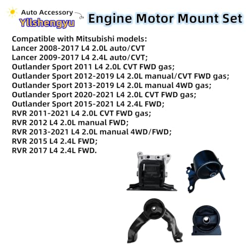 Engine Motor Mount Kit for Mitsubishi Outlander Sport 2011-2021 - size: Mitsubishi Outlander Sport 2011-2021 2.0L 2.4L