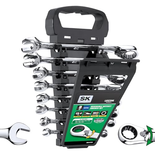 SK Reversible Ratcheting Combination Wrench Set, 8-Piece, Metric, 72-Tooth - size: Metric, 8-Piece