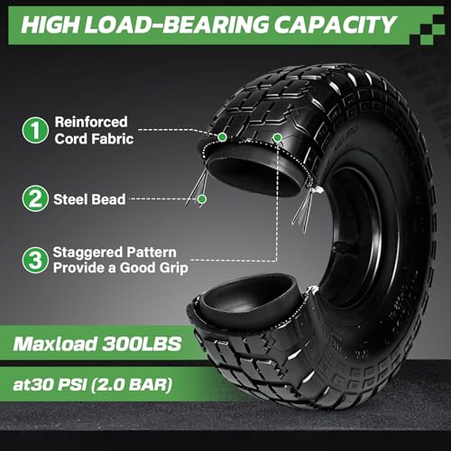 2 Sets 4.10/3.50-4 Tire and Inner Tube Set Replacement Parts for Garden Utility Wagon Cart Hand Truck Lawn Mower Snowblower Generator Go Kart Dolly Trailers High Pressure Washer
