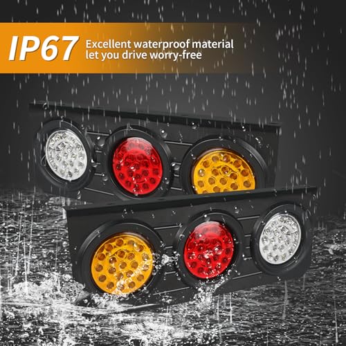 2 PCS 63 LED Trailer Tail Lights Bar Kit with Iron Bracket Base - color: Tail Lights-A