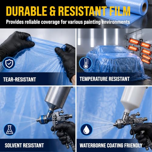 Dura-Gold 72" x 59' Pure Blue Pre-Folded Masking Film - Painters Plastic