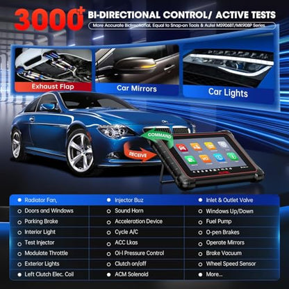 Autel MaxiCOM MK900BT Scanner, 2026 MK900-BT 8in V2.0 Bidirectional Diagnostic Tool, CANFD DoIP, 33FT BT of MK900 MX900 MK808S MK808BT PRO MX808S MK808Z, 40+ Reset, 3K+ Active Tests, All Sys Scan, FCA