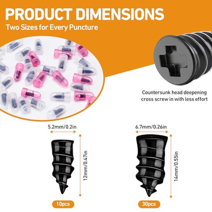 40 PCS Quick Fix Tire Plug Kit with 3 Tubes of Black Tire Sealant - size: 40PCS & 3 SEALANT