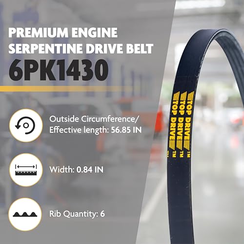 Top Drive, 6PK1430, Premium Engine EPDM Serpentine Belt, 56.85" Length - size: 6PK1430