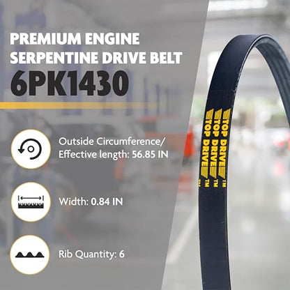 Top Drive, 6PK1430, Premium Engine EPDM Serpentine Belt, 56.85" Length - size: 6PK1430