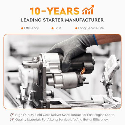 19616 New Starter for Chrysler 200 2011-2017 3.6L, 6 Cyl, for Town & Country 2011-2016, for Avenger 11-14, for Grand Caravan 11-19, for Journey 11-19, for Ram C/V 12-15, for Jeep Cherokee 2014 3.2L